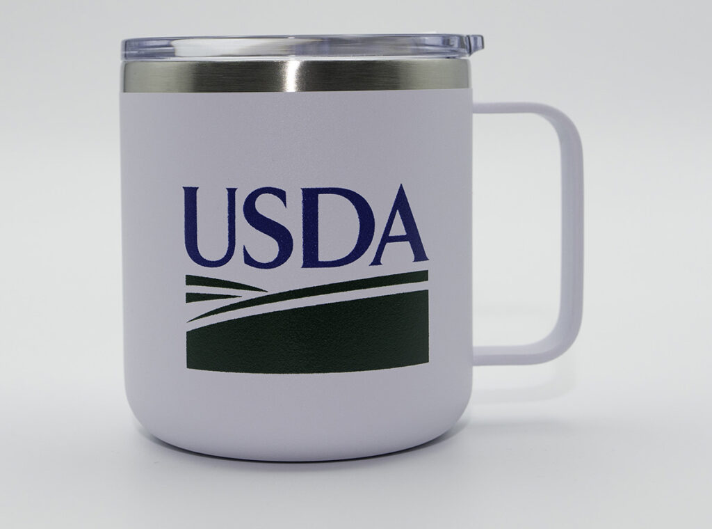 Stainless White Travel Mug USDA Employee Services & Recreation
